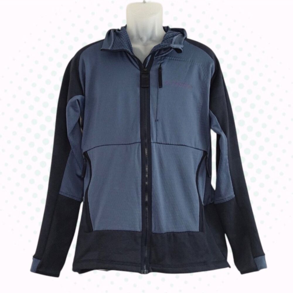 Adidas Terrex Two Toned Blue & Navy Lightweight Athletic Hooded Jacket Size L